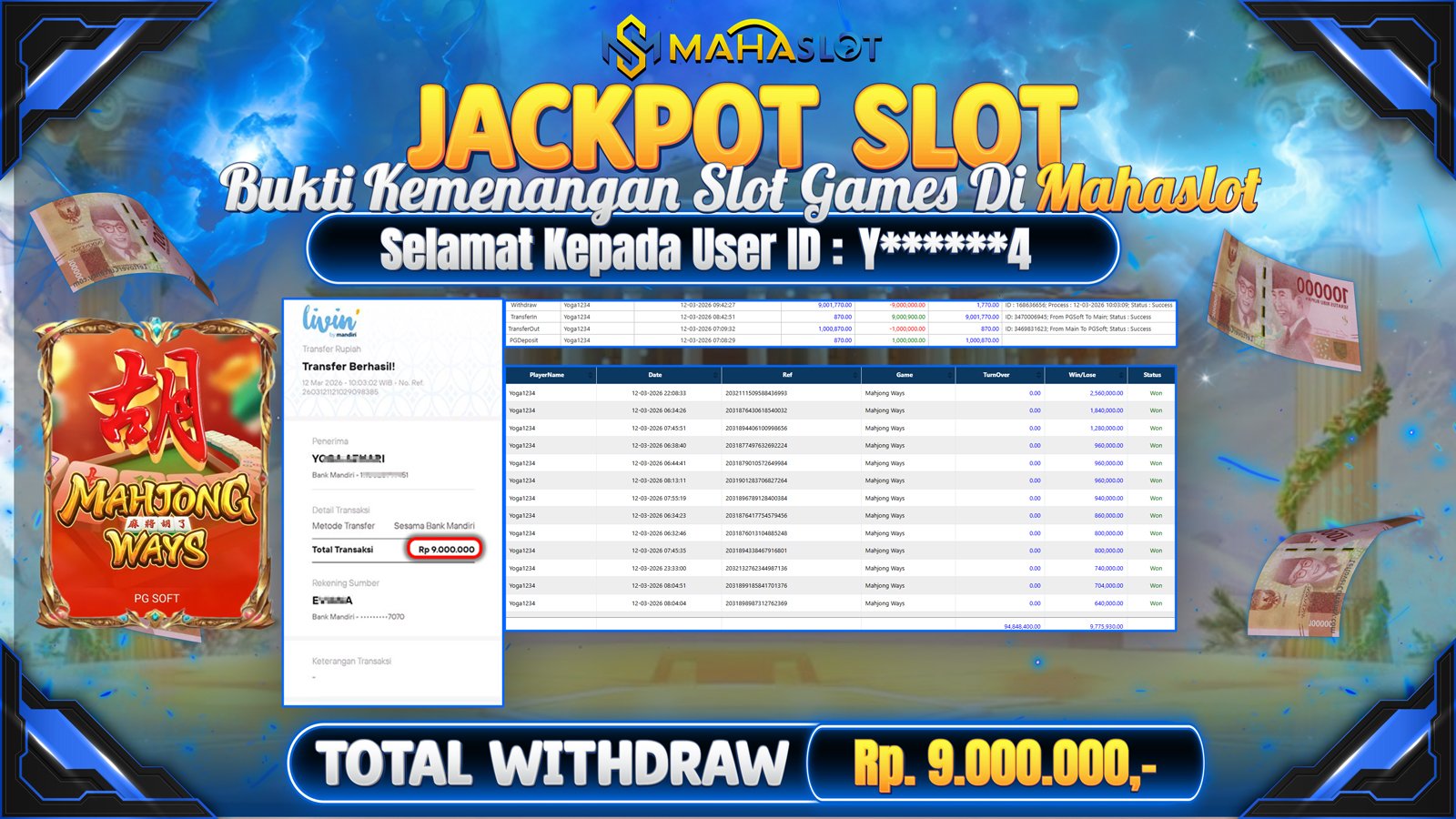 MAHASLOT JACKPOT SLOT GAME MAHJONG MAHJONG WAYS Rp. Rp.9.000.000,- LUNAS